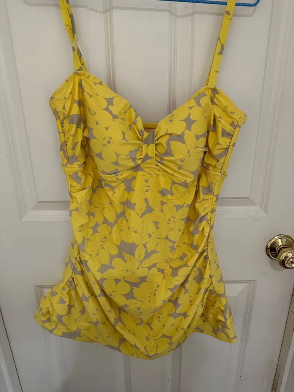 Yellow Floral One-Piece Swimsuit with Molded Cups